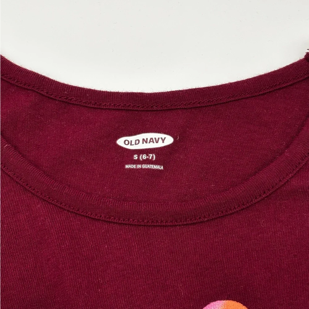 EUC Old Navy Burgundy Tank Top with Colorful Love Graphic